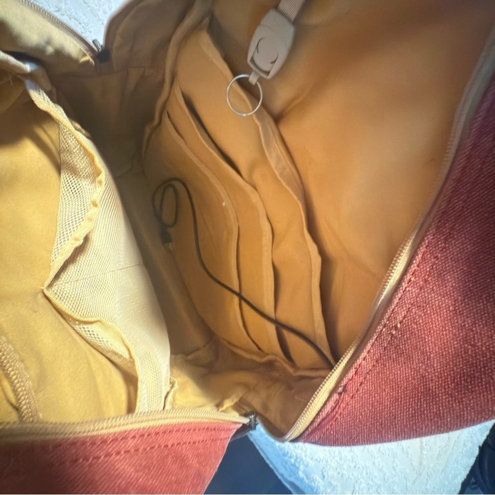 Red Backpack With Patterned Accents - image 5